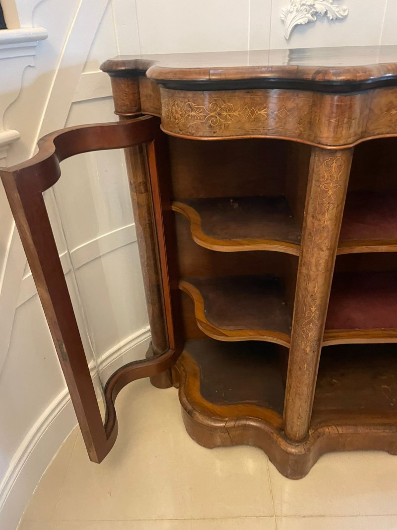 Superb Quality Antique Victorian Burr Walnut Inlaid Credenza/Sideboard - Image 8